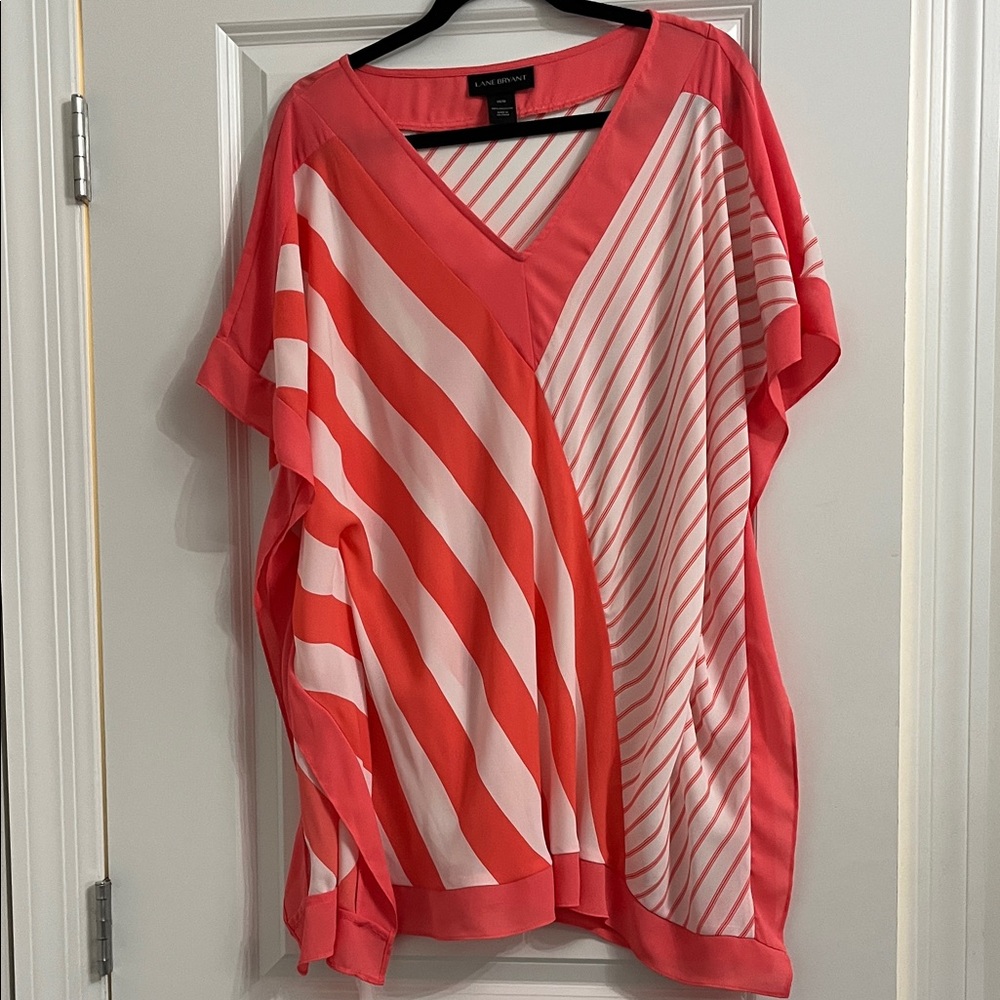 Lane Bryant Orange  and White Striped Tunic